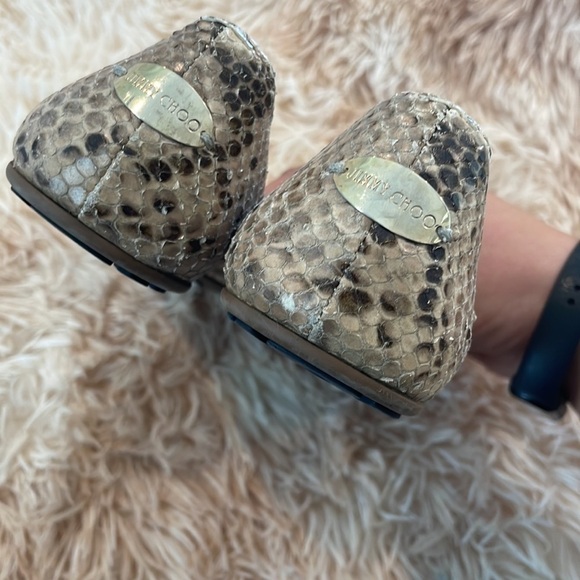 JIMMY CHOO | Gold Toe Snake Skin Print Luxury Flats | Size 35 EU Women’s - Picture 8 of 9